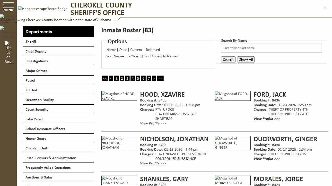 Inmate Roster - Current Inmates Booking Date Descending - Cherokee County Sheriff AL